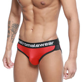 MetroMaleWear active brief red 3303-12 shiny red and black form-fitting metromalewear briefs front view