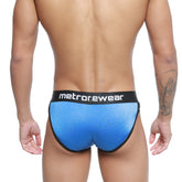 MetroMaleWear active brief royal 3303-18 blue metallic briefs with black waistband featuring metrowear logo