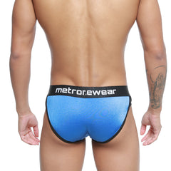 MetroMaleWear active brief royal 3303-18 blue metallic briefs with black waistband featuring metrowear logo