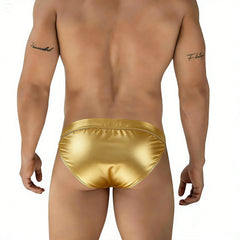Shiny gold metallic briefs metro malewear deseo bikini metallic gold 3304-m21 front view