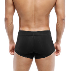 MetroMalewear deseo boxer black briefs with smooth form-fitting fabric and minimalist design in front view