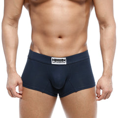 Navy blue metro malewear deseo boxer briefs with white label featuring brand name and logo in cotton blend fabric