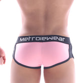 Pink metrowear active boxer briefs with black elastic waistband and trim designed for comfort and support