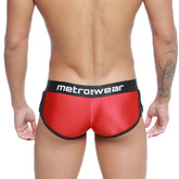MetroMaleWear active boxer briefs in red metallic with black trim and metrowear waistband for comfortable support