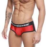 MetroMalewear active boxer red 3327-12 shiny red and black men’s briefs with white logo waistband