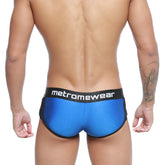 Metro malewear active boxer royal blue metallic briefs with black trim and metromewear logo waistband