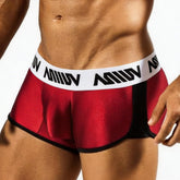 MetroMaleWear active boxer burgundy red and black briefs with white waistband featuring bold miiow branding