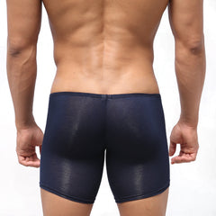 MetroMaleWear bosillo long boxer dark blue 3514-29 sheer mesh briefs with subtle textured finish front view