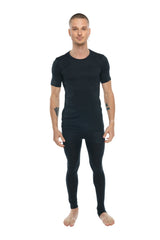 Black carbon perfect pocket crew neck tee short sleeved form fitting with ribbed cuffs and hem