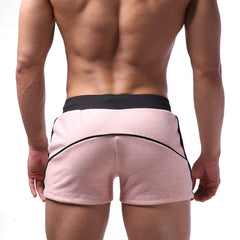 MetroMaleWear cotton sport short pink with black elastic waistband and side panels for athletic use