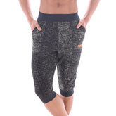 MetroMaleWear Scandinavia gym shorts black 4711-20 speckled black and silver capri pants with black waistband and cuffs