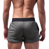 Gray heathered MetroMaleWear Boston athletic shorts with black elastic waistband for active wear