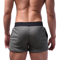 Gray heathered MetroMaleWear Boston athletic shorts with black elastic waistband for active wear