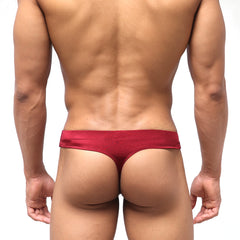 MetroMaleWear classic swim thong wine red satin with a smooth glossy finish ideal for swimwear use
