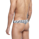 MetroMalewear classic swim thong kenya 4902-30 black and white zebra-striped front swimwear for men