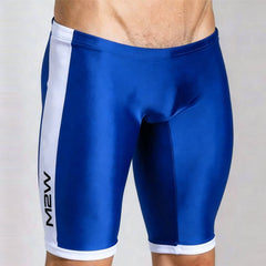 MetroMaleWear campus jammer royal blue athletic shorts with sleek form-fitting design and m2w logo on the side