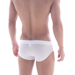MetroMaleWear europa swim brief white featuring smooth form-fitting design and clean elastic waistband