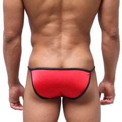 Red MetroMaleWear Dangerous Swim bikini briefs with black trim designed for athletic swimwear use