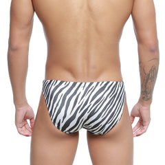 MetroMaleWear classic swim bikini zebra 4937-35 featuring black and white zebra-striped swim trunks for men