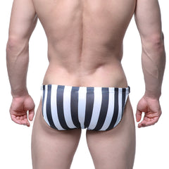 MetroMaleWear classic swim bikini Carusel 4937-49 in black and white vertically striped swim trunks for men