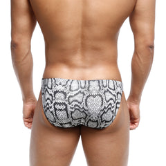 Black and white snake scale patterned swim bikini trunks by metromalewear classic for stylish beachwear