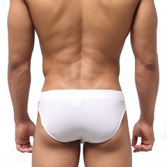 White metro malewear dutch swim brief 4946-31 with smooth form-fitting design and small red logo on left side