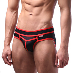 MetroMaleWear bold swim brief red 4961-12 black and red athletic briefs with geometric design for active wear