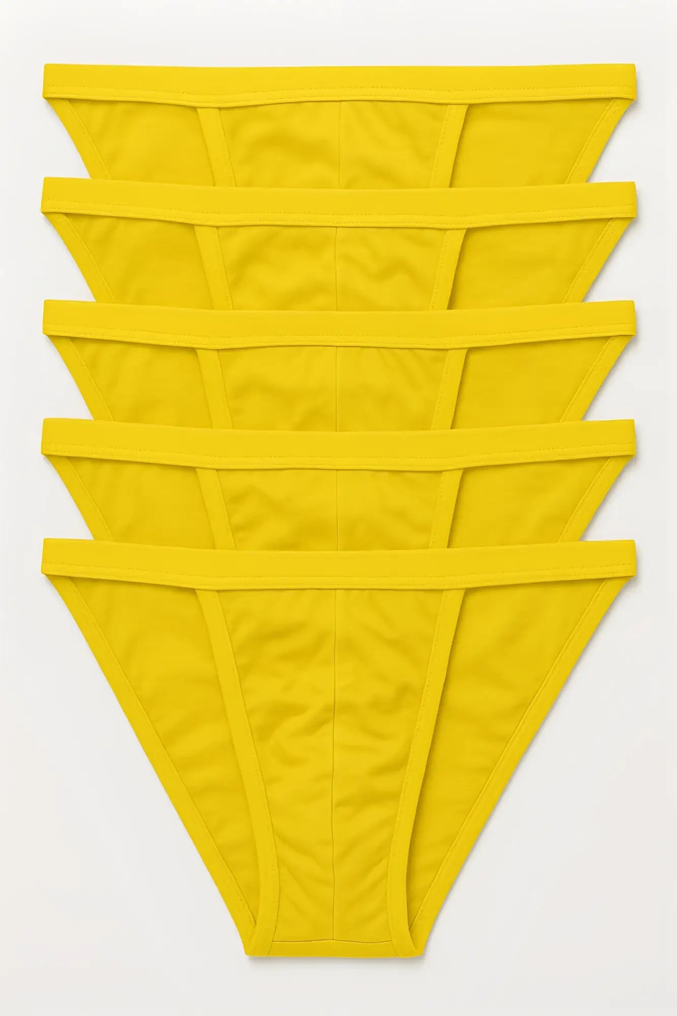 Bright yellow seamless thong underwear set 100% cotton from 5-pack contour cutaway bikini collection