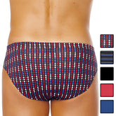 Men’s patterned briefs in navy red and white dot design from papi assorted low rise 5 pack size m