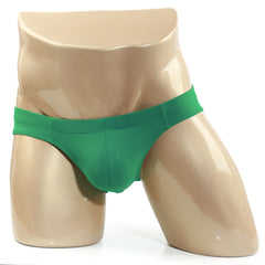 Green briefs metroMalewear Aluche bikini 5043-17 displayed on a mannequin highlighting fit and fabric texture