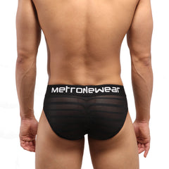MetroMaleWear Highcut Hip Brief Mesh Stripe Black 5103-41