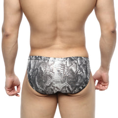 Metro malewear culebra bikini 5103-84 black and silver snake-scale patterned swim trunks with a sleek design
