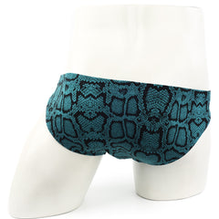 Teal and black snake-scale patterned men’s briefs metro male wear amazonic bikini 5103-96 front view