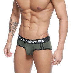 Olive green mesh briefs with black elastic waistband and metromalewear branding metro male wear cairo brief 5106-26