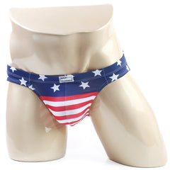 MetroMaleWear Colina bikini patriot 5144-90 men’s briefs with blue red white American flag and glossy fabric finish