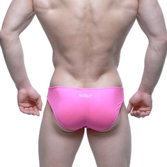 Bright pink MetroMaleWear Alegria Bikini 5233-02 swim trunks with sleek form-fitting design for men