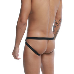 MetroMaleWear Capri Jock Strap black sleek minimalist thong with smooth elastic waistband front view