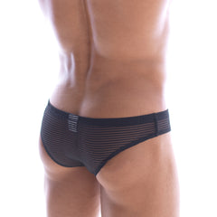MetroMaleWear Sheer Stripe Capri Bikini Black 6103-95