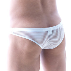 MetroMaleWear Sheer Stripe Capri Bikini White 6103-96