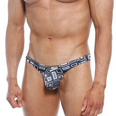 MetroMaleWear bulge capri bikini Basalto 6104-23 black and gray geometric-patterned men’s thong with modern design