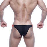 MetroMaleWear bulge capri bikini black mesh briefs with orange trim featuring breathable mesh fabric