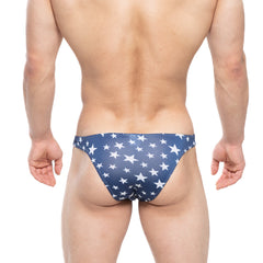 Blue swim trunks with white star pattern from metromalewear bulge capri bikini usa 6104-90 for beachwear