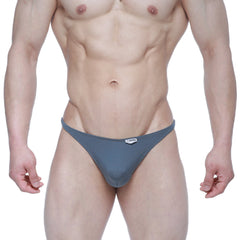 Gray textured briefs with subtle pattern and white brand tag at waistband by metromalewear fantasy thong 6112-11