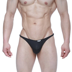 Black mesh thong with a small white label at the front from MetroMaleWear fantasy thong black 6112-20 collection