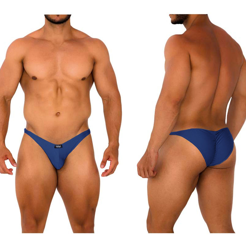 MetroMaleWear Fantasy Bikini dark blue men’s briefs with sleek form-fitting design and small black logo on front