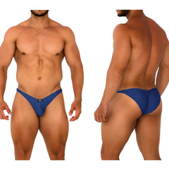 MetroMaleWear Fantasy Bikini dark blue men’s briefs with sleek form-fitting design and small black logo on front