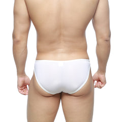 White seamless form-fitting briefs by MetroMaleWear featuring smooth fabric for comfortable all-day wear