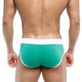 MetroMaleWear 365 hip brief in amazon green features a snug fit and athletic style with green and white fabric