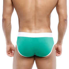 MetroMaleWear 365 hip brief in amazon green features a snug fit and athletic style with green and white fabric