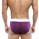 Purple briefs with white waistband and trim metroMalewear 365 hip brief bordeaux 9003-19 front view